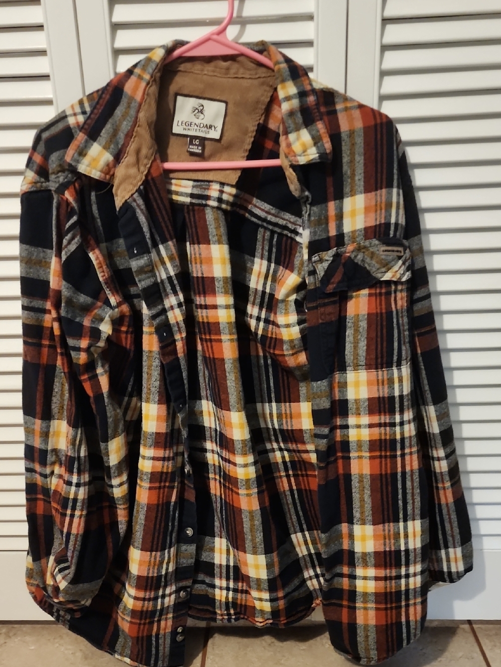 Legendary Whitetails Tan, Black & Orange Plaid Corduroy-Lined Shirt
